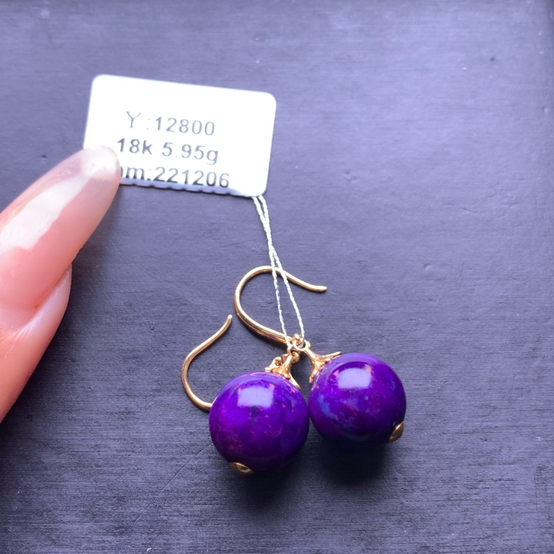 苏纪石（舒俱来）18K金镶嵌耳坠