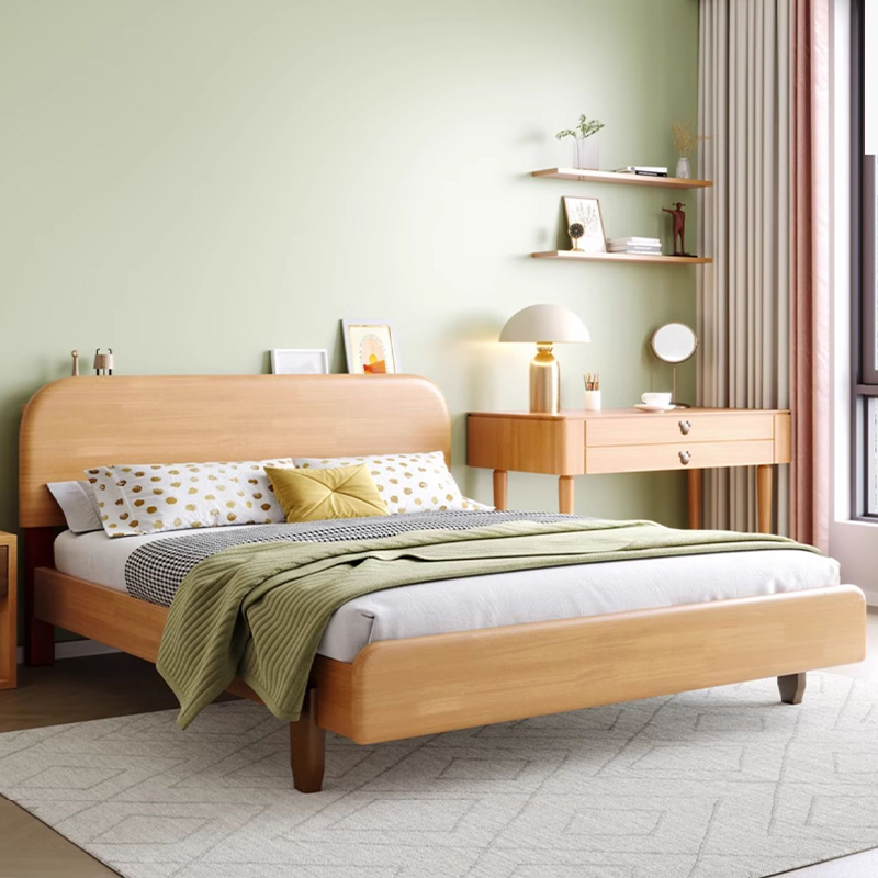 全实木简约1米实木床现代家用儿童床双人床单人卧室大床