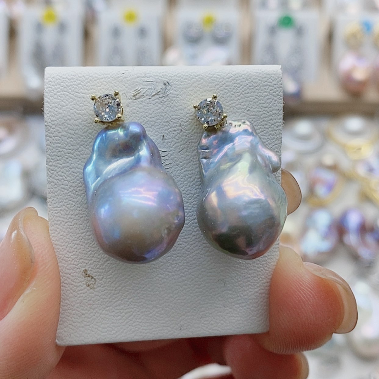 【闪购商品】淡水珍珠耳饰9K金镶嵌