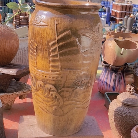 紫砂花盆口20.5高度41.5复古