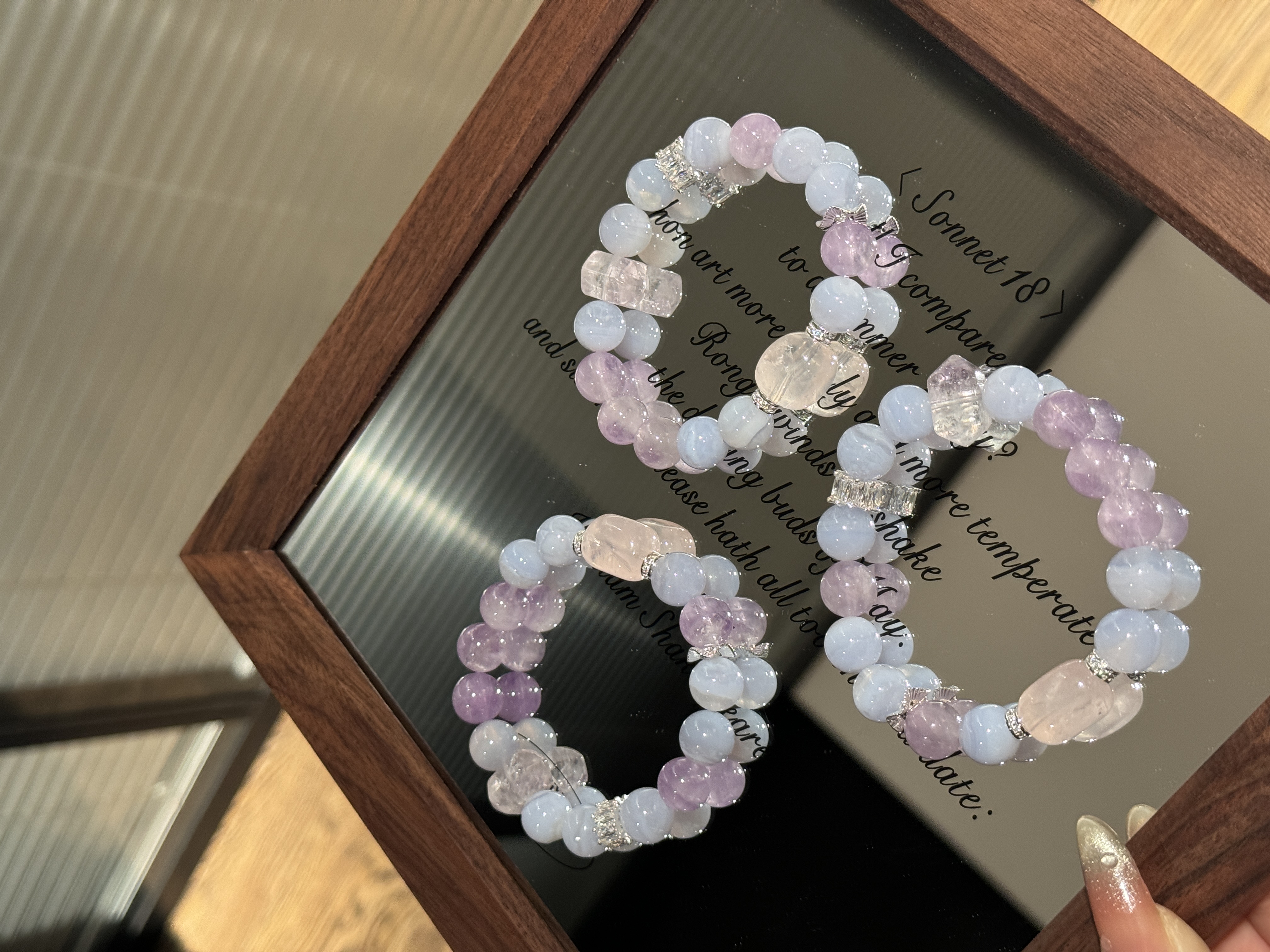 新款蓝纹水晶手串-174