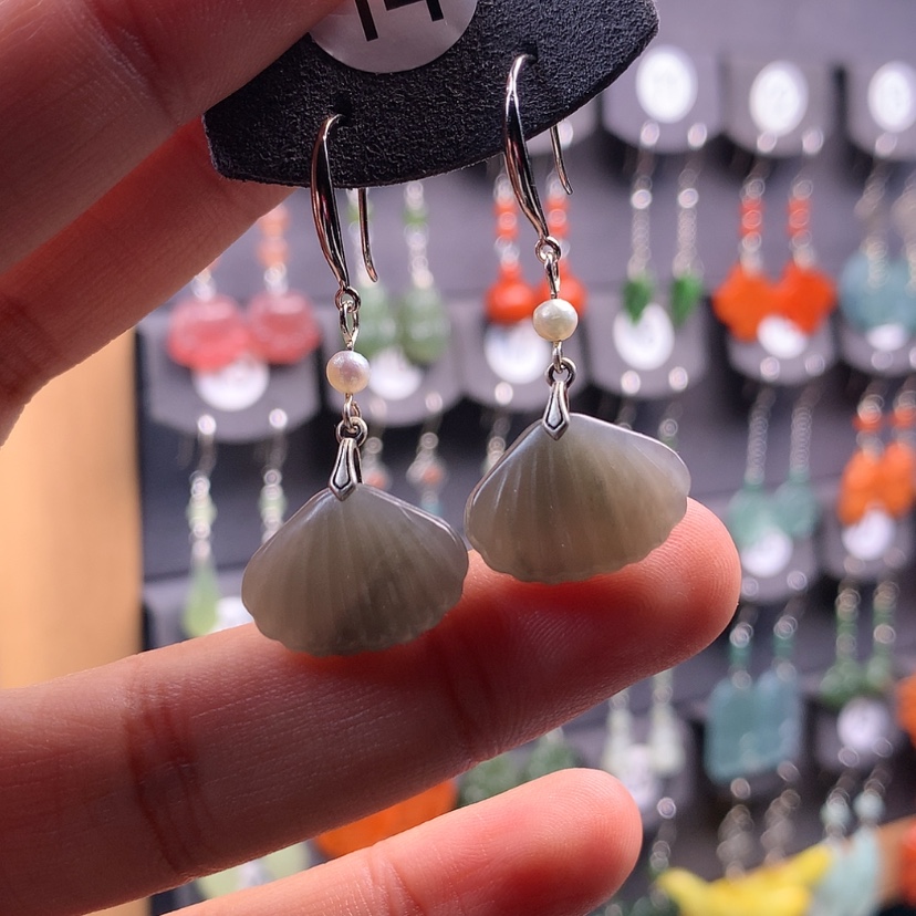 【闪购商品】和田玉耳饰银S925镶嵌