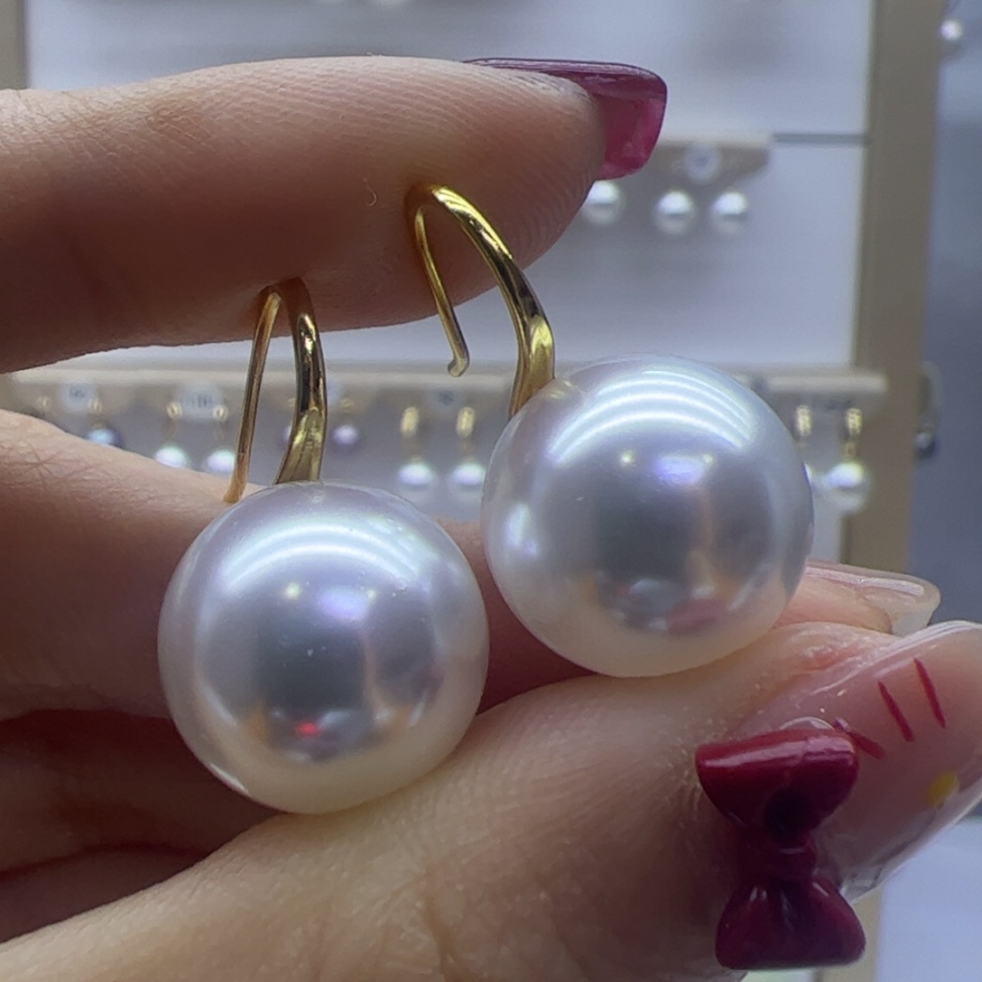 淡水珍珠耳饰18K金镶嵌