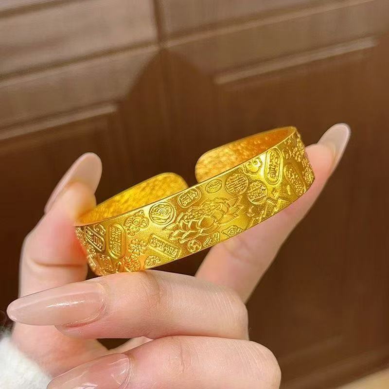  【惠惠优选】高端宽版合金开口吉言手镯sh90200【赠礼盒】