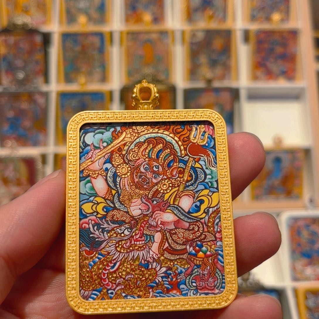 吊坠Y****豪纯手绘唐卡白财神