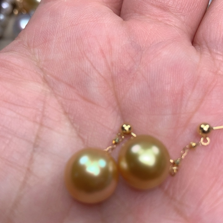 18K金镶嵌耳饰海水珍珠