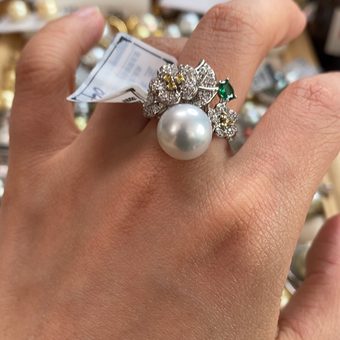 海水珍珠戒指银S925镶嵌