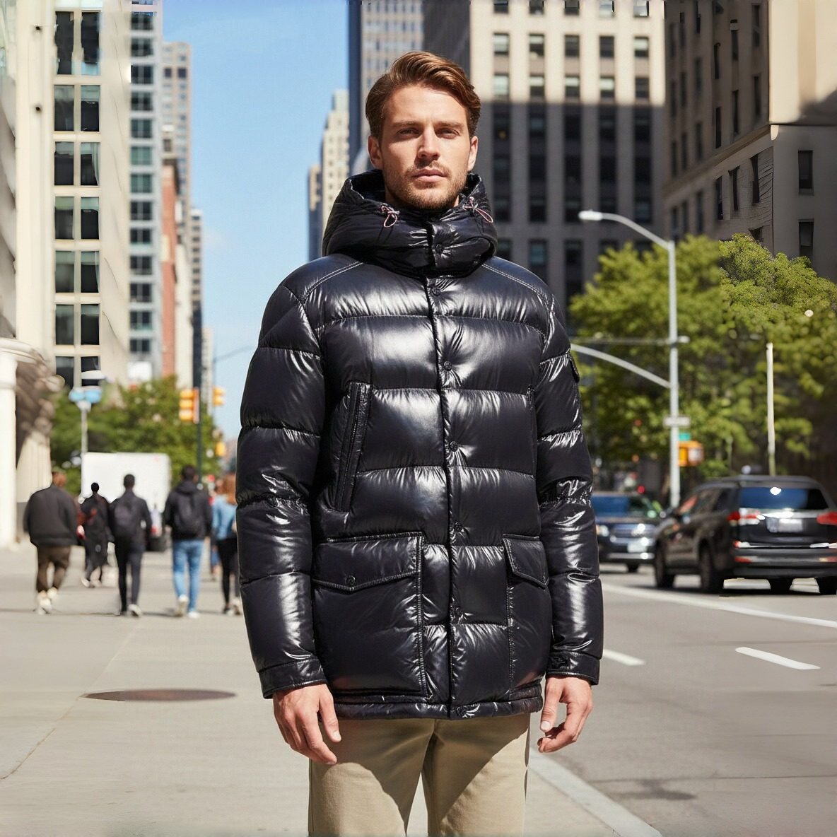 冬季高克重鹅绒户外休闲男女同款时尚百搭连帽鹅绒服7267