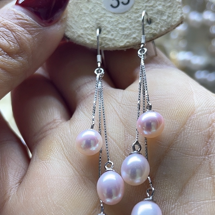 淡水珍珠耳饰银S925镶嵌
