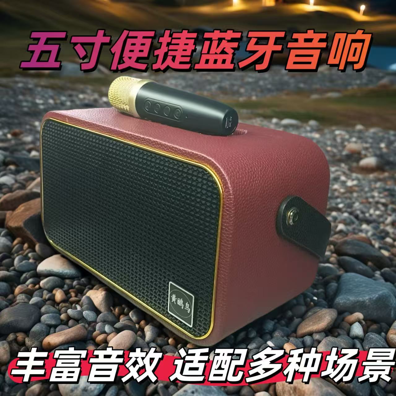 黄鹂鸟金典K歌音响多功能蓝牙音响充电便捷式真皮质感网红款