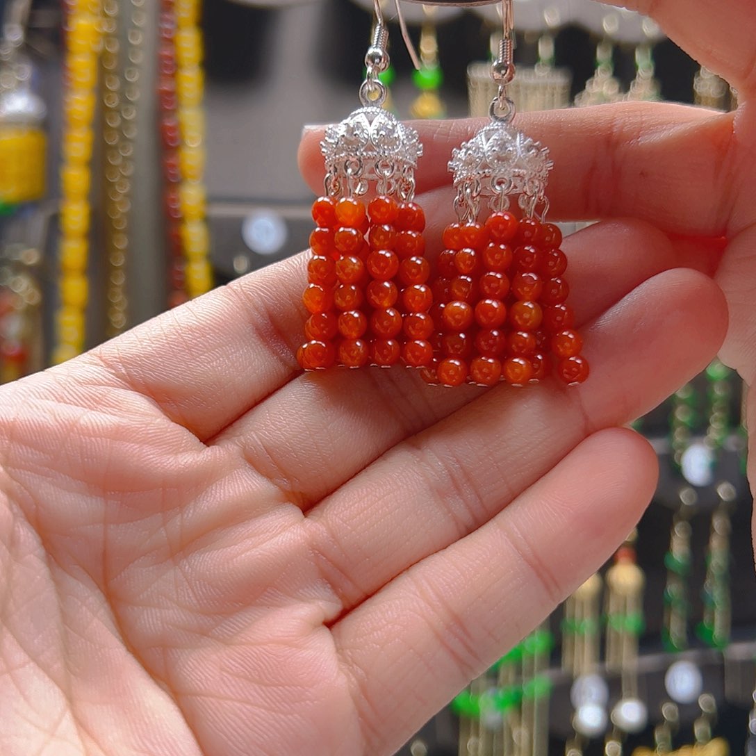 翡翠银S925镶嵌耳坠