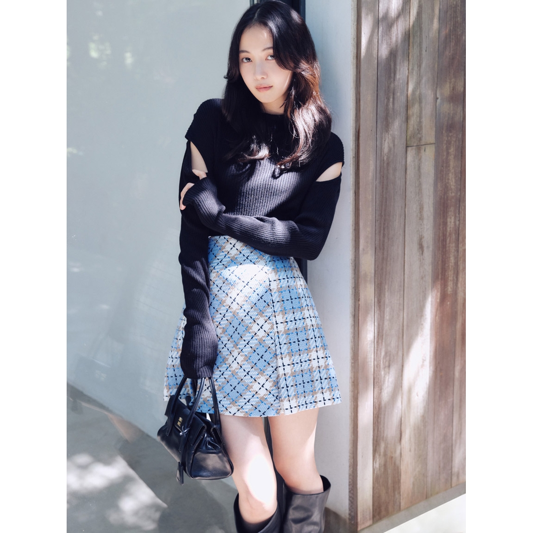 【Montendre】S 秋冬新款 甜美少女感优雅高腰显瘦格纹设计短裙女