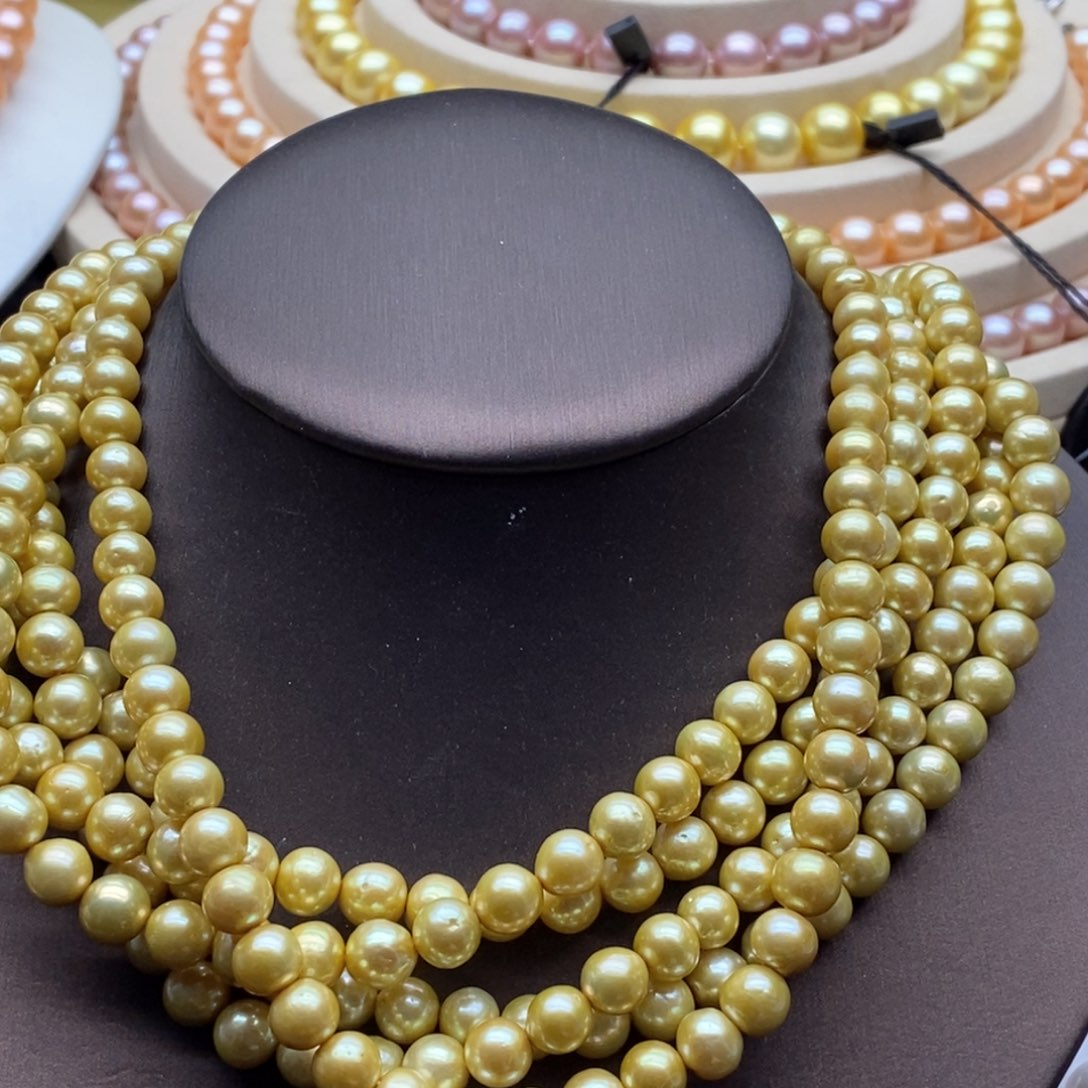 非金属金色珍珠项链