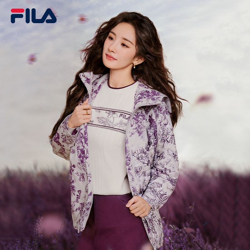 Fila/斐乐斐乐25年女款新款上新满印连帽时尚宽松外套F11W518707F