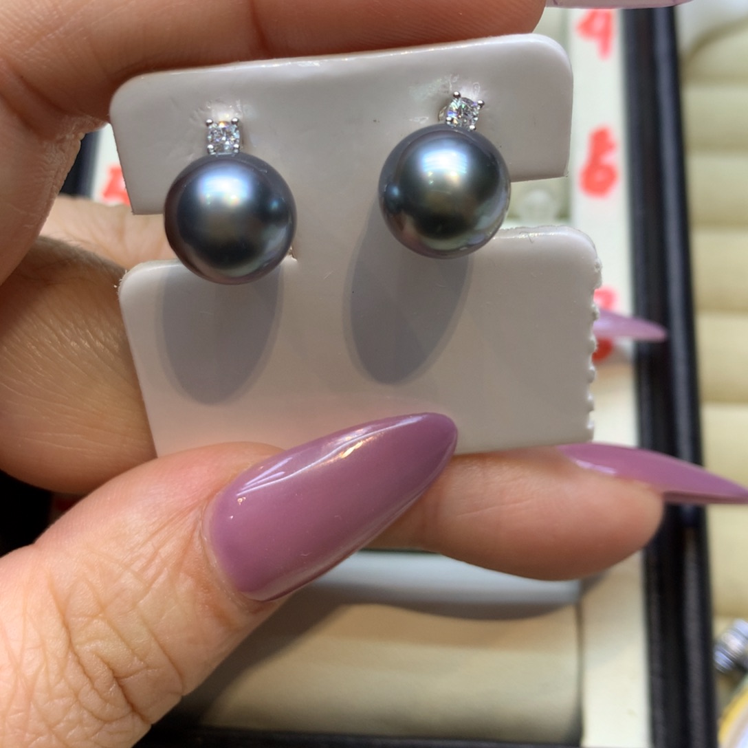 银S925镶嵌耳饰海水珍珠