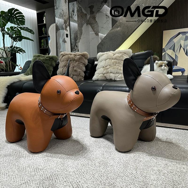 生态皮法斗狗动物坐凳高级感凳子家用客厅门口换鞋凳沙发脚踏脚凳