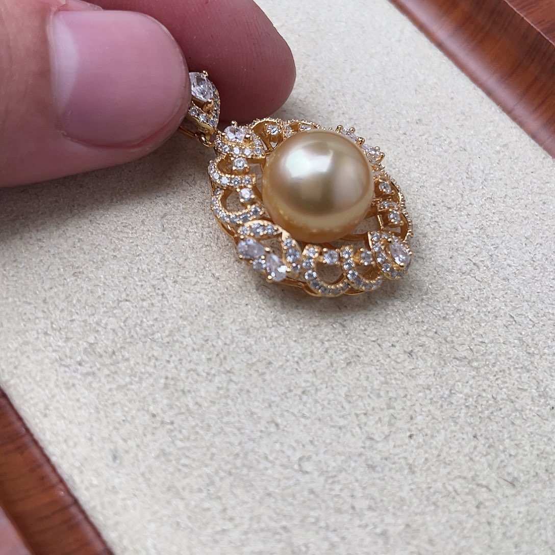 吊坠(不含链)银S925镶嵌海水珍珠