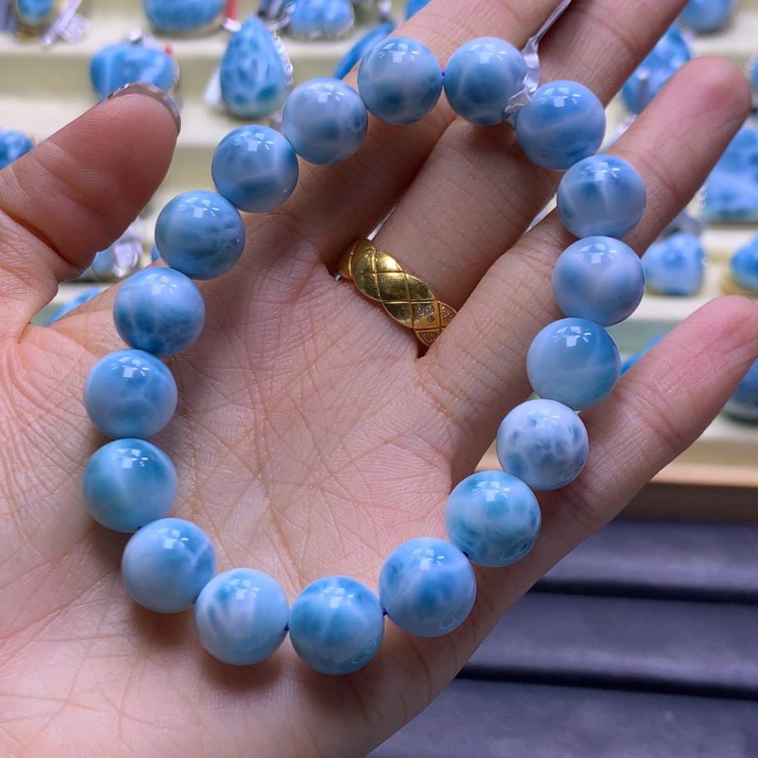 针钠钙石（海纹石）未镶嵌手链精品11m手串色差略异