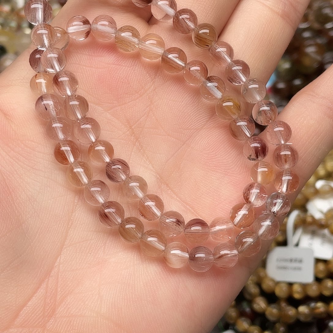 水晶手链未镶嵌凤凰羽兔毛6.7双圈