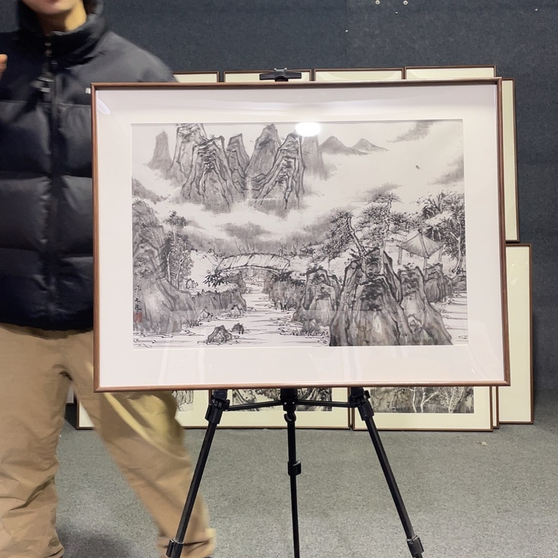 国画手绘画作品带框发货