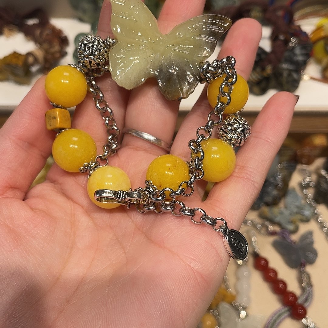 蛇纹石玉合金颈饰