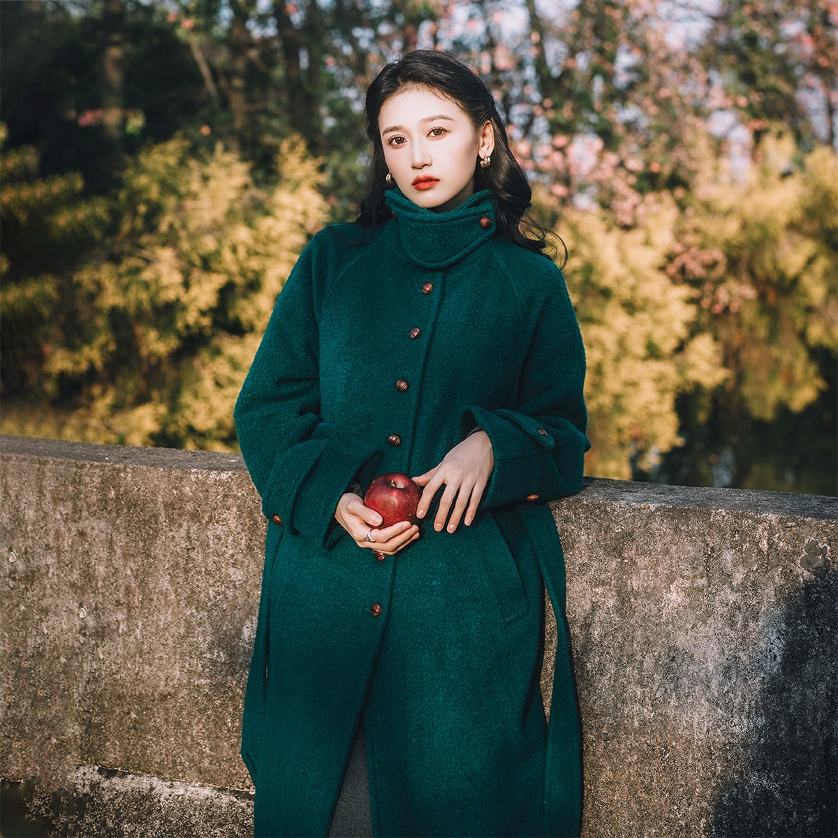 撒哈拉设计【冬藏】人在衣中荡 中古优雅复古气质羊驼羊毛大衣