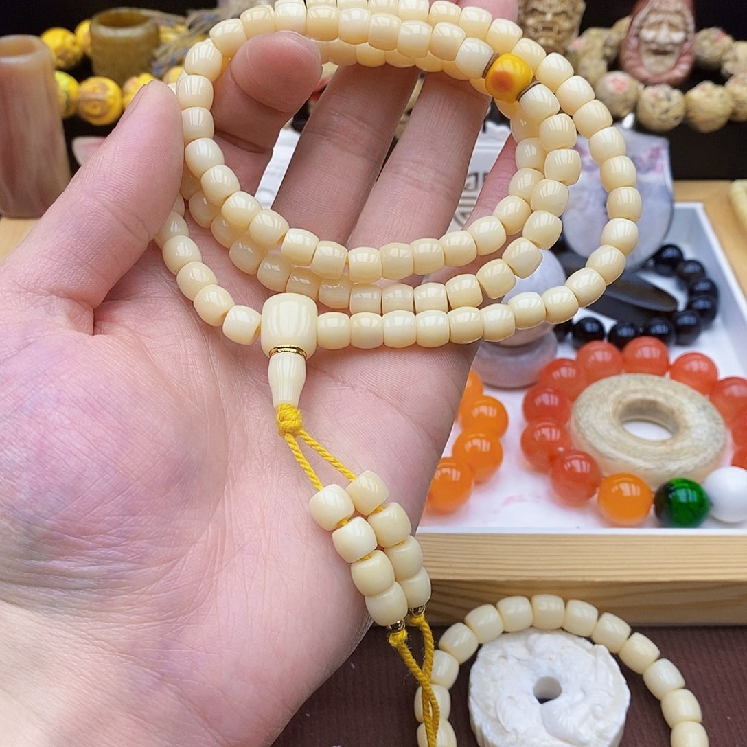 驼骨手串/手链8×7驼骨鸡油黄