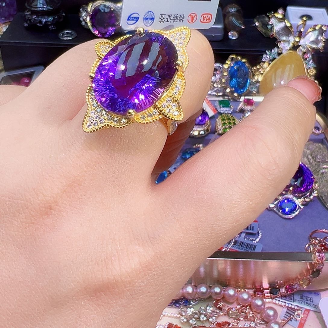 紫水晶银S925镶嵌水晶