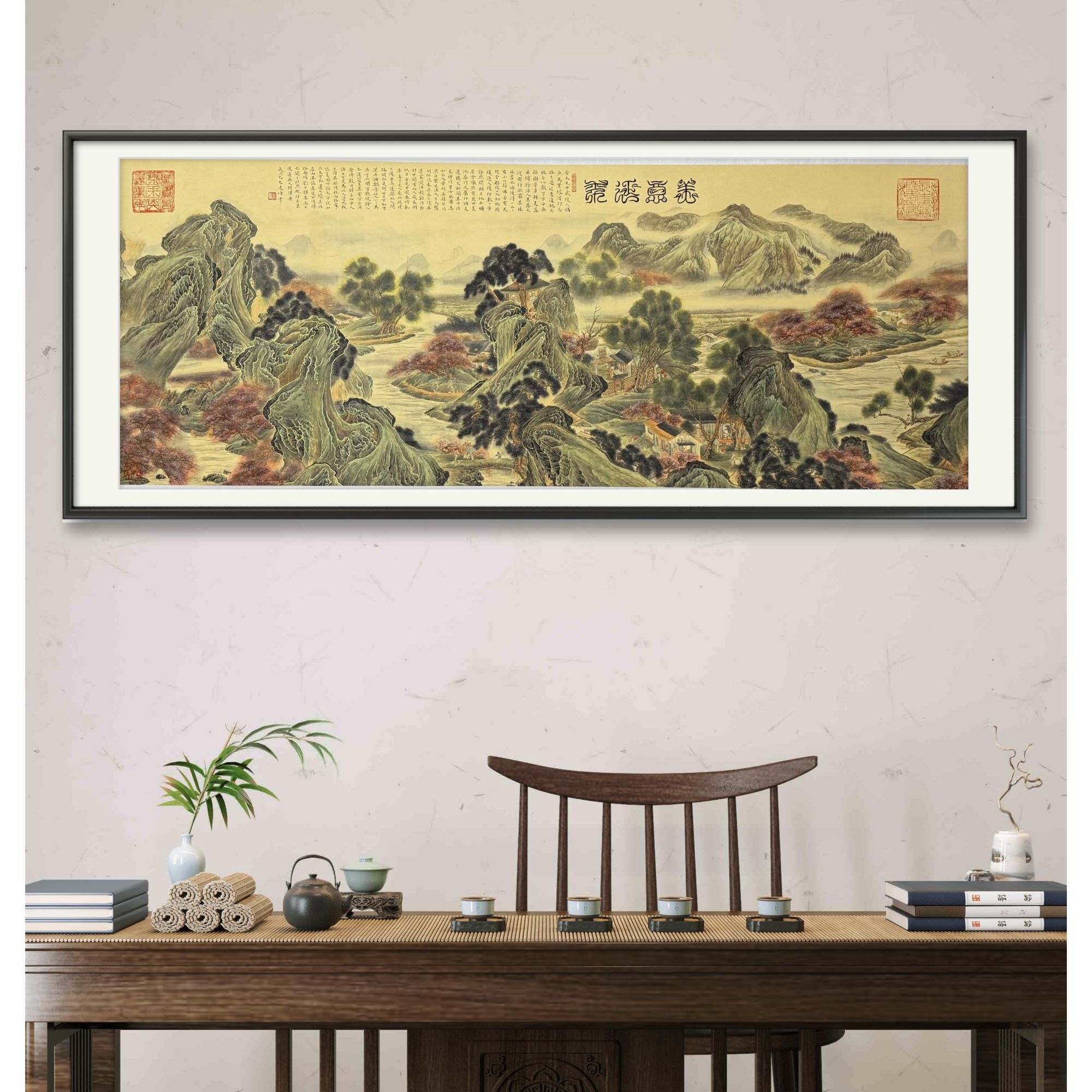 马老师作品《 美意延年（桃花源记）》托底无框