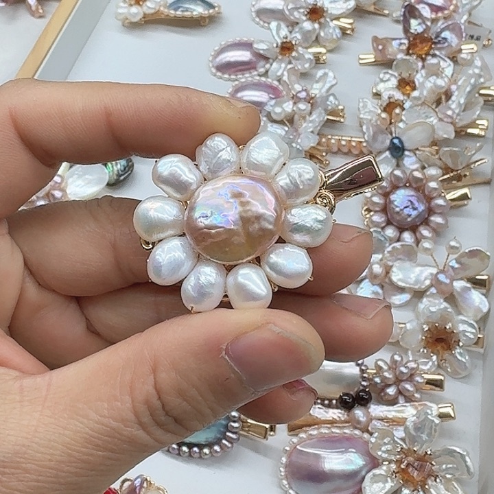 淡水珍珠发饰银S925镶嵌