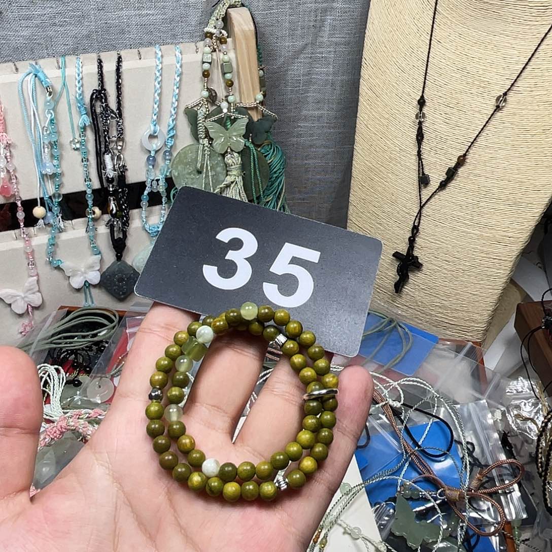 蛇纹石玉合金颈饰