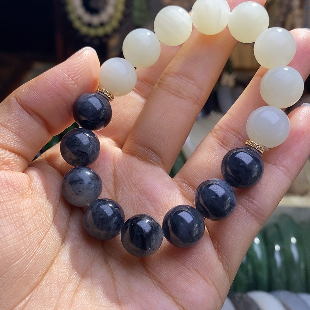 颈饰未镶嵌和田玉新疆和田玉青花手链12m