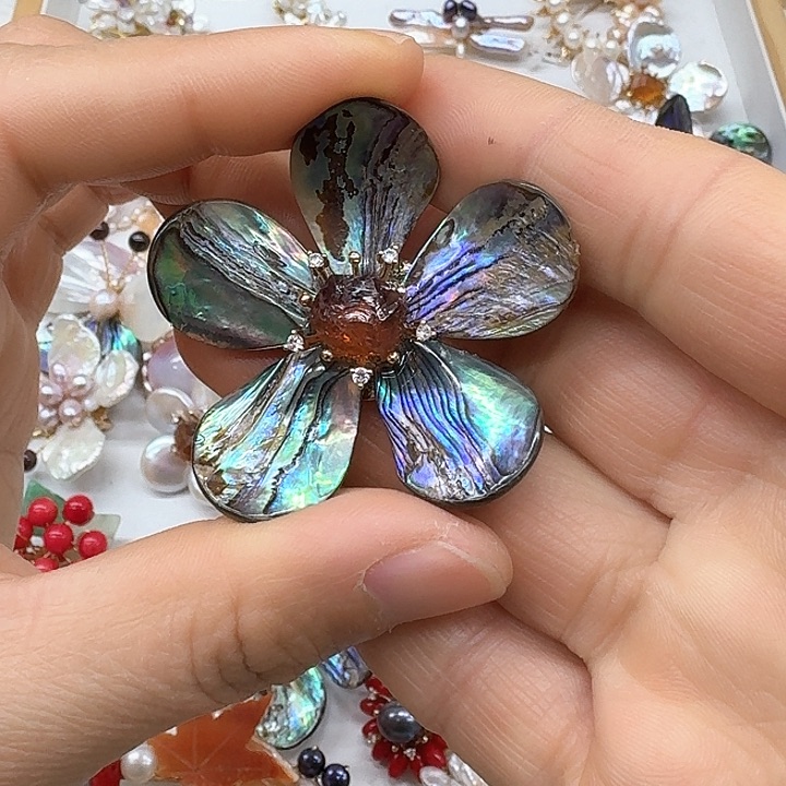 淡水珍珠胸饰银S925镶嵌