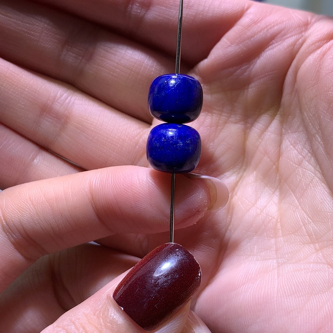 青金石未镶嵌天然原矿老型珠11．4 m