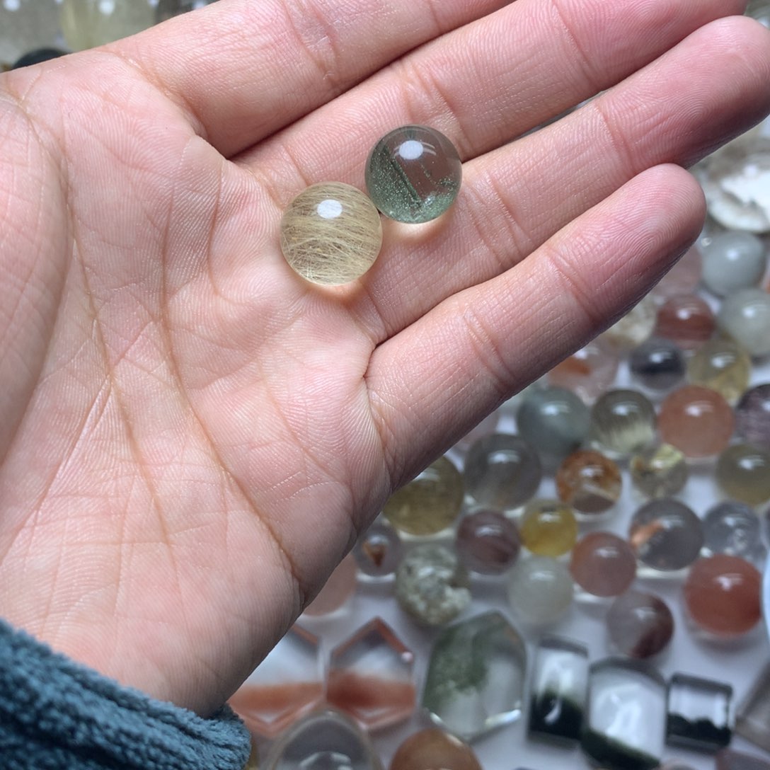 水晶珠宝半成品未镶嵌大*果幽灵发晶球