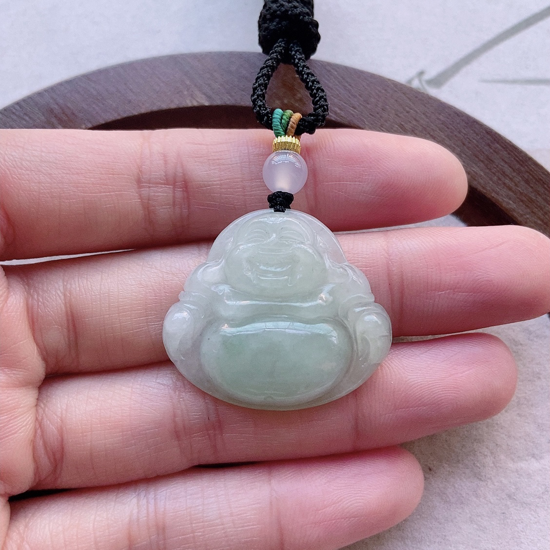 冰润精美佛公吊坠缅甸天然翡翠A货 尺寸27×30.6×6.2mm