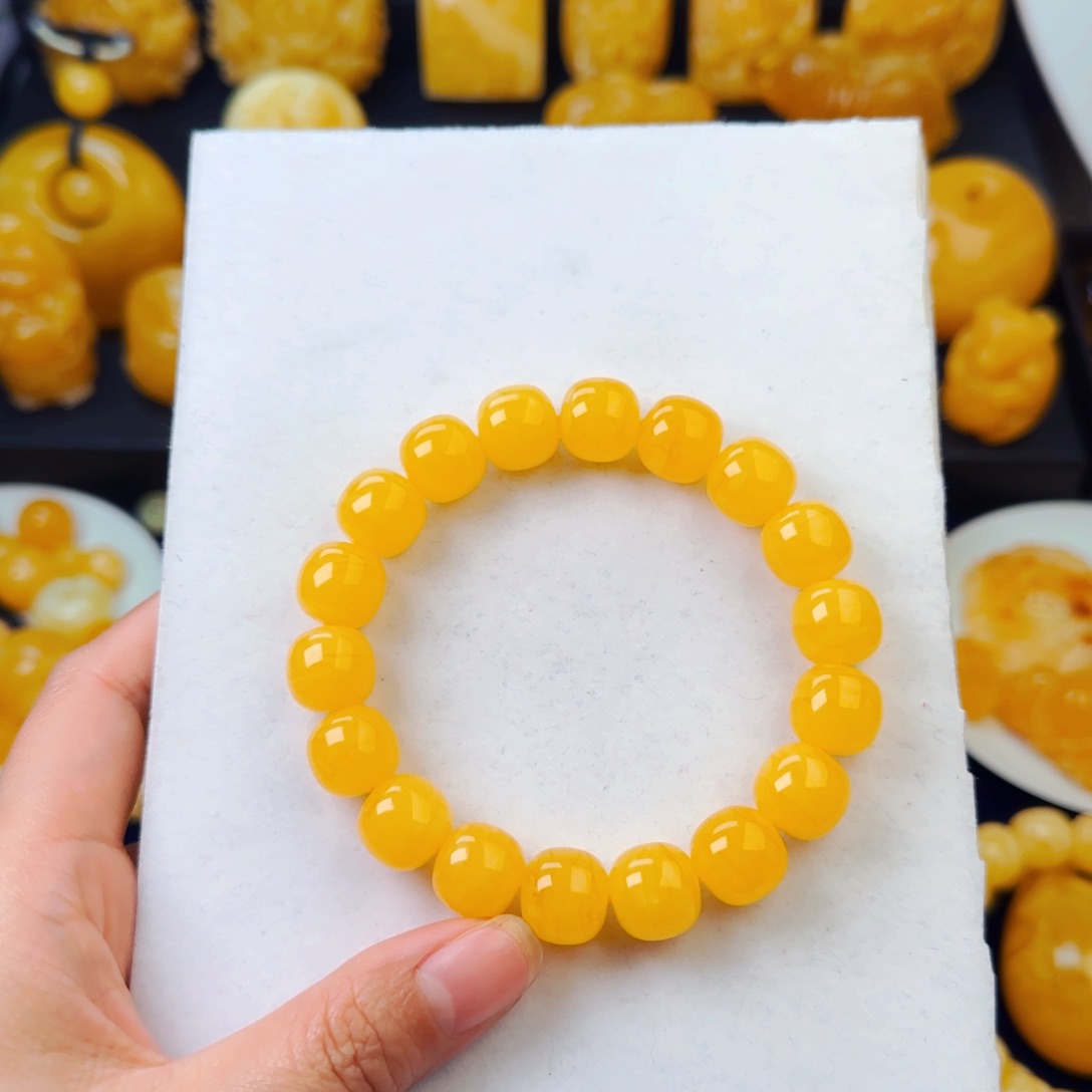 琥珀颈饰未镶嵌橘色虎皮纹同料手串13