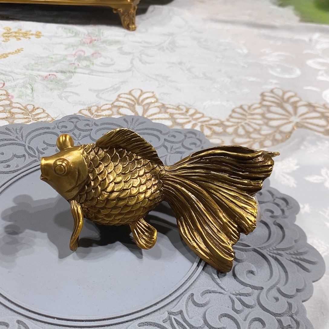 摆件F3289纯铜金鱼摆件茶宠