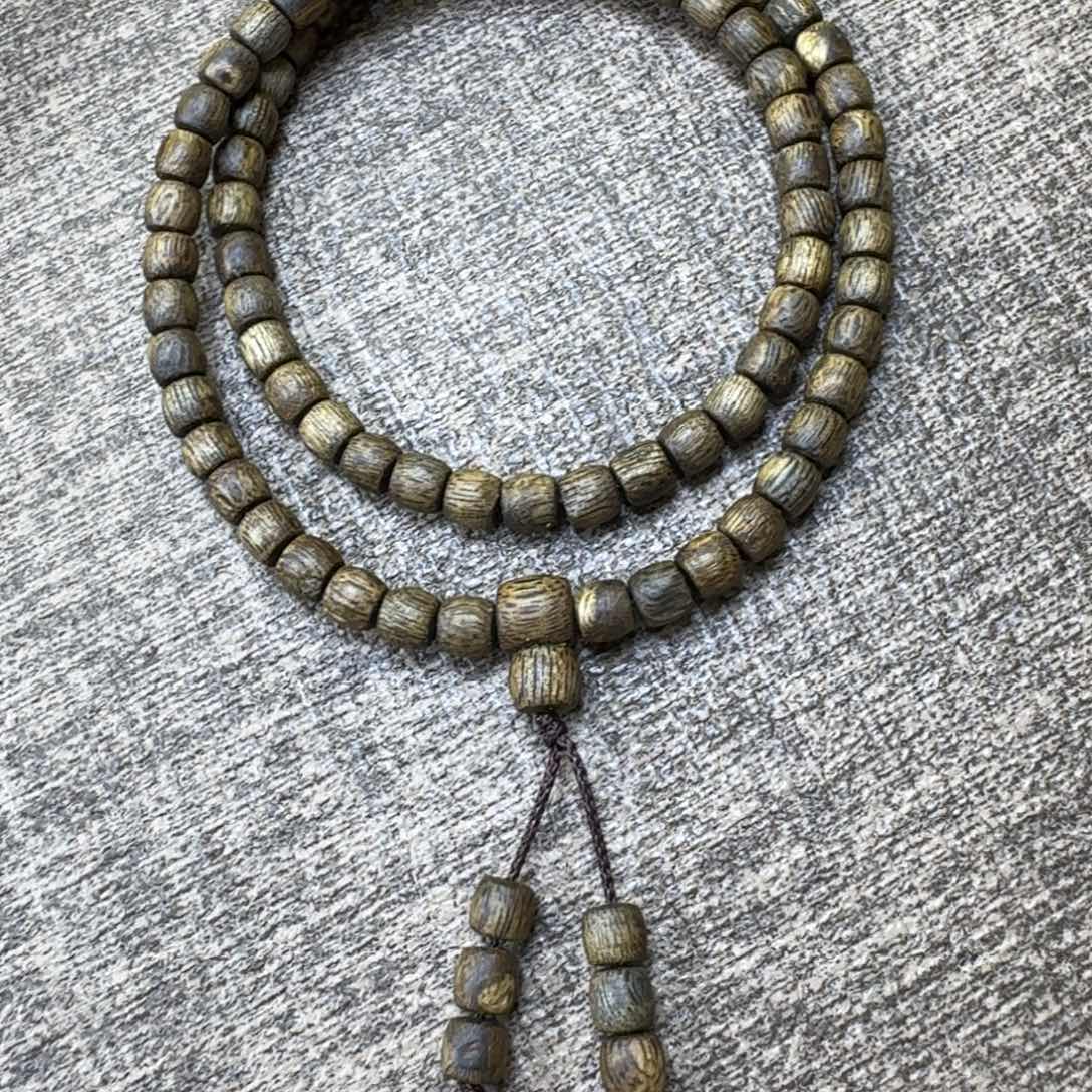 沉香碎屑沉香绿棋鼓珠双圈0.5/7