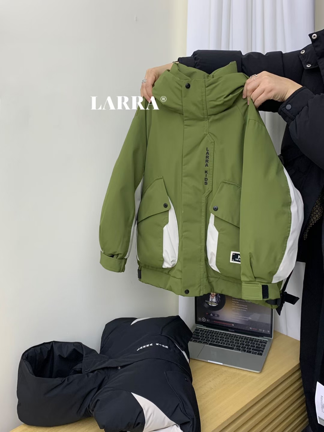 冬季时尚工装拉链黑色绿色拼色羽绒服山地户外系列新国标90白鸭绒