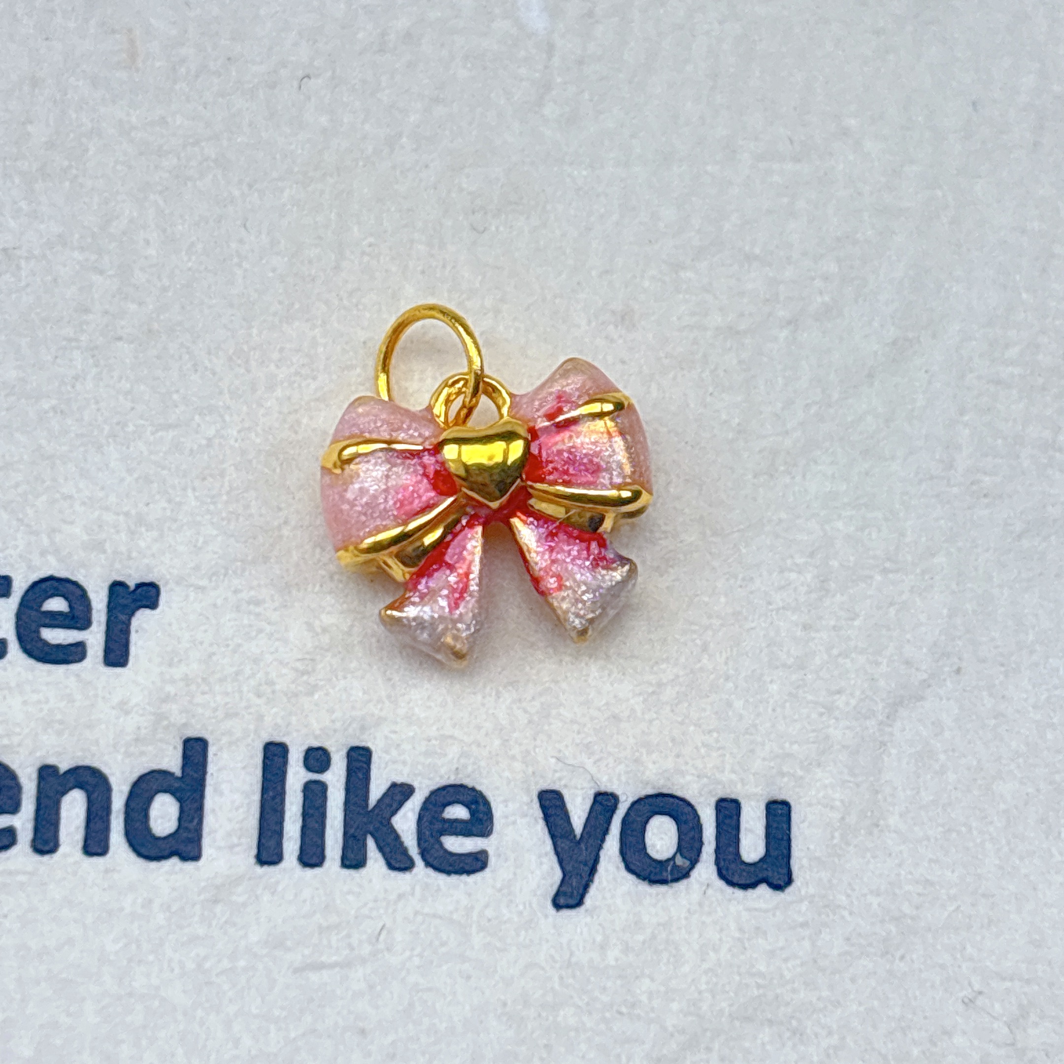 足金999粉色蝴蝶结微硬金配件  