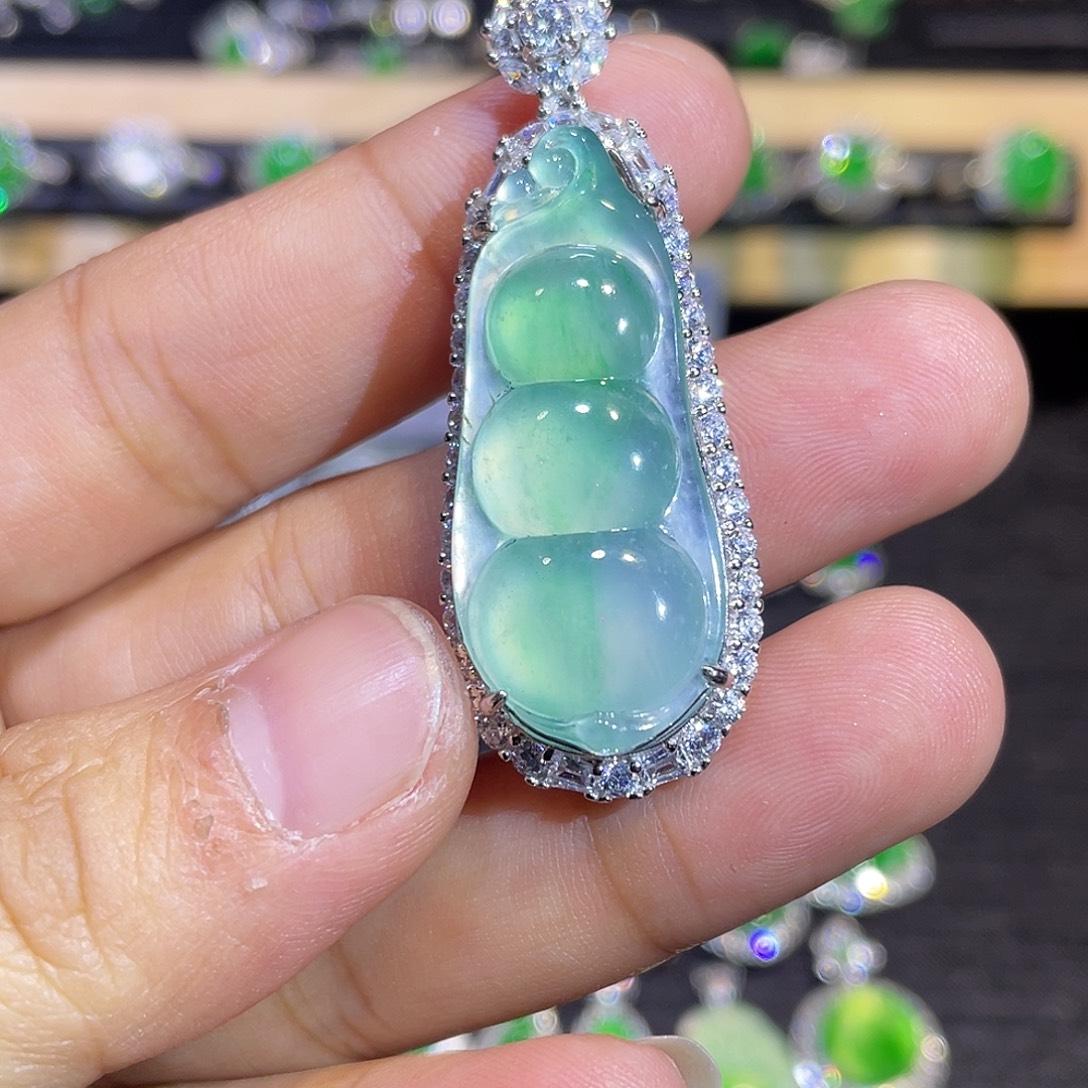 翡翠银S925镶嵌吊坠(不含链)