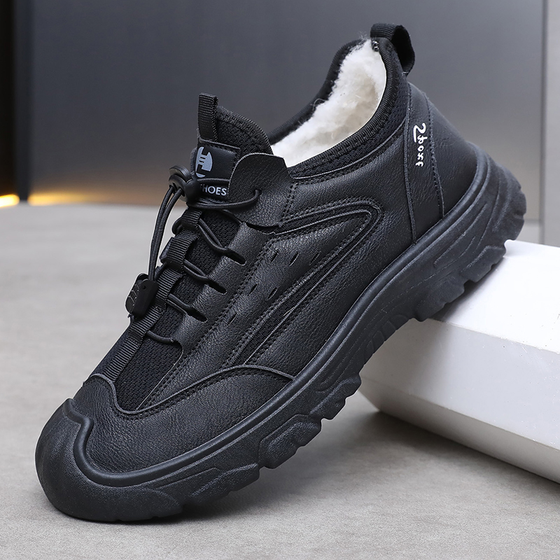 冬款加绒加厚保暖户外登山鞋男舒适百搭休闲一脚蹬爸爸棉鞋雪地靴