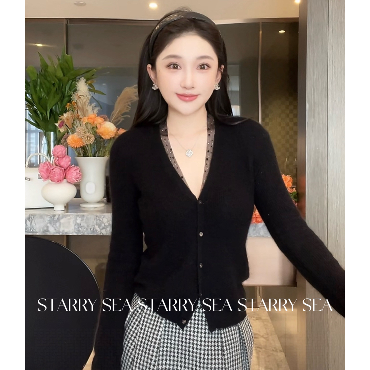 PP 京都甜梦_精致纱纱订钻 V领马海毛定染开衫#PP0289SY