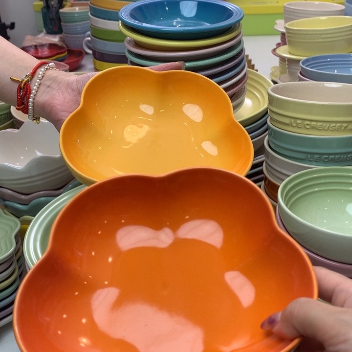 瓷片微瑕6英寸花朵深盘2只