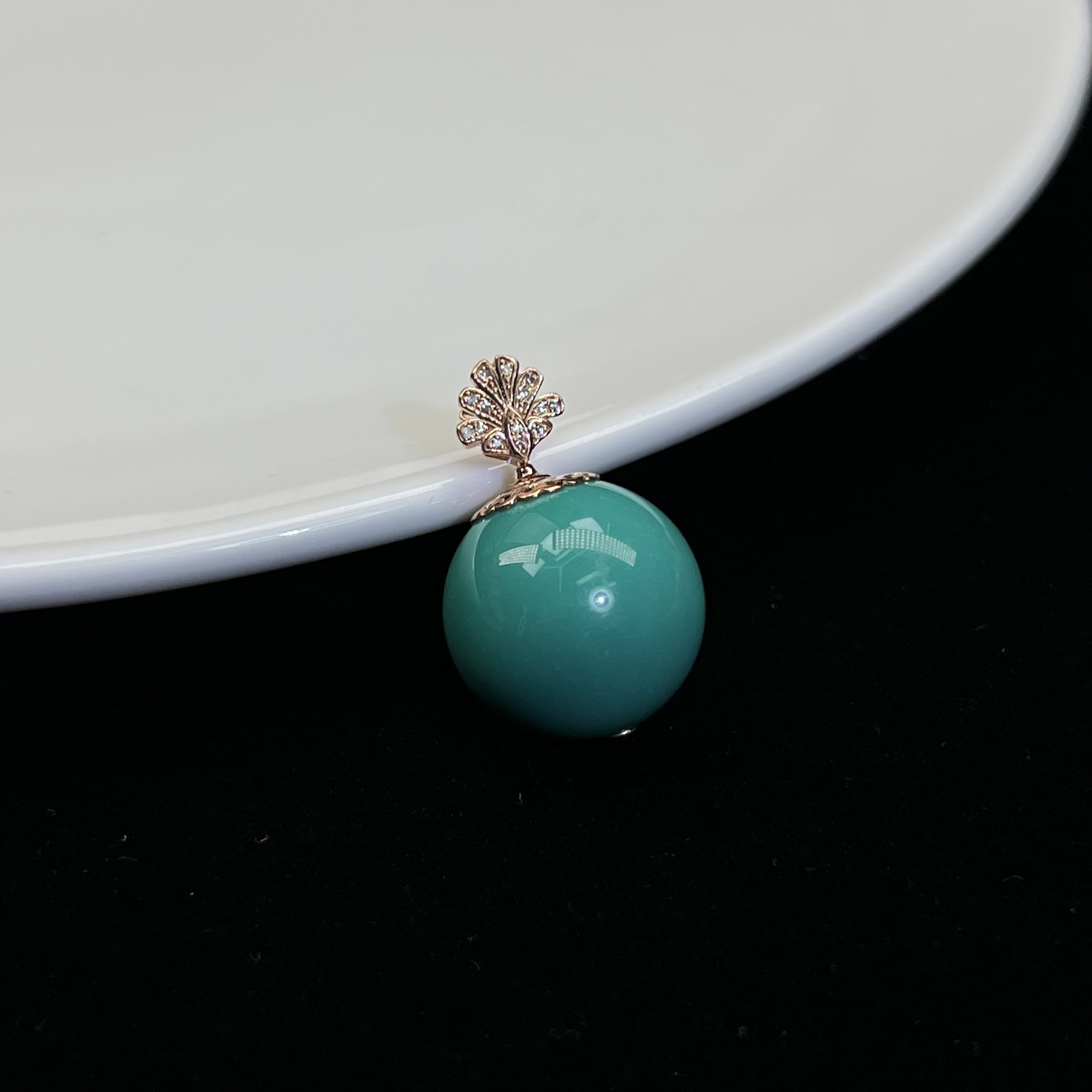 【珺笙·周年专享】典藏•原矿地狱绿松石18K金圆珠吊坠16mm