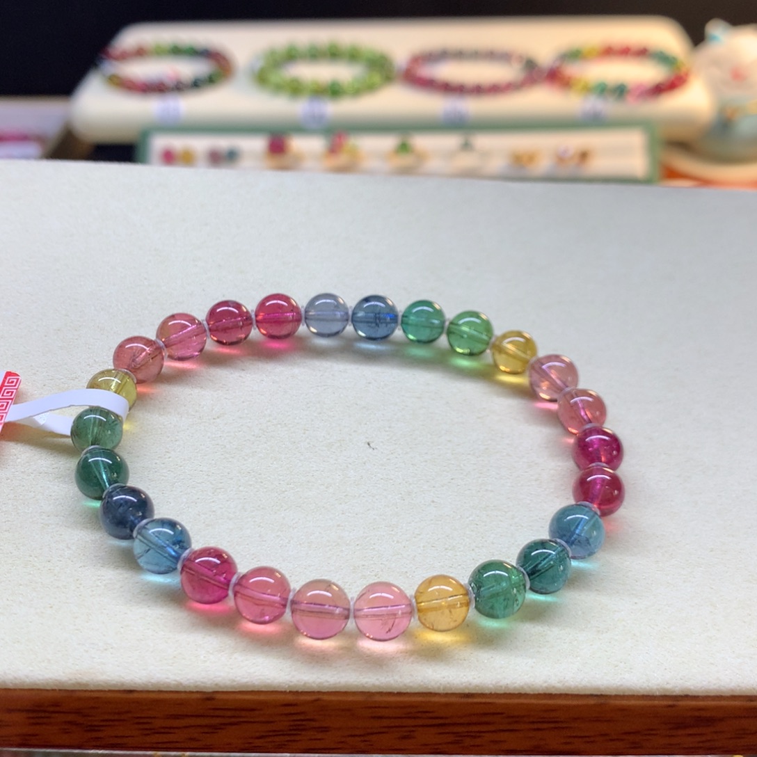 未镶嵌碧玺手链彩虹7mm