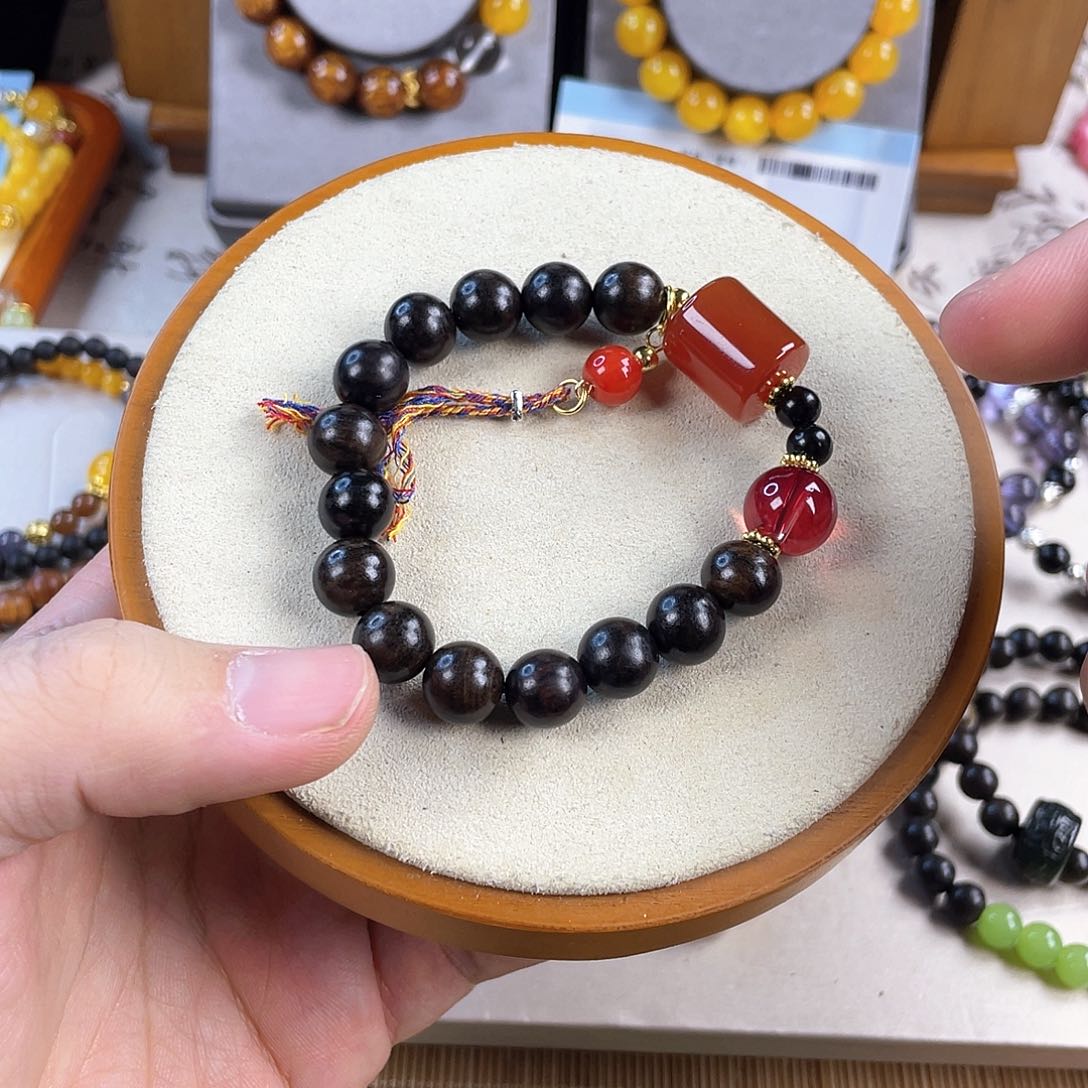 南红玛瑙手饰银S925镀金镶嵌