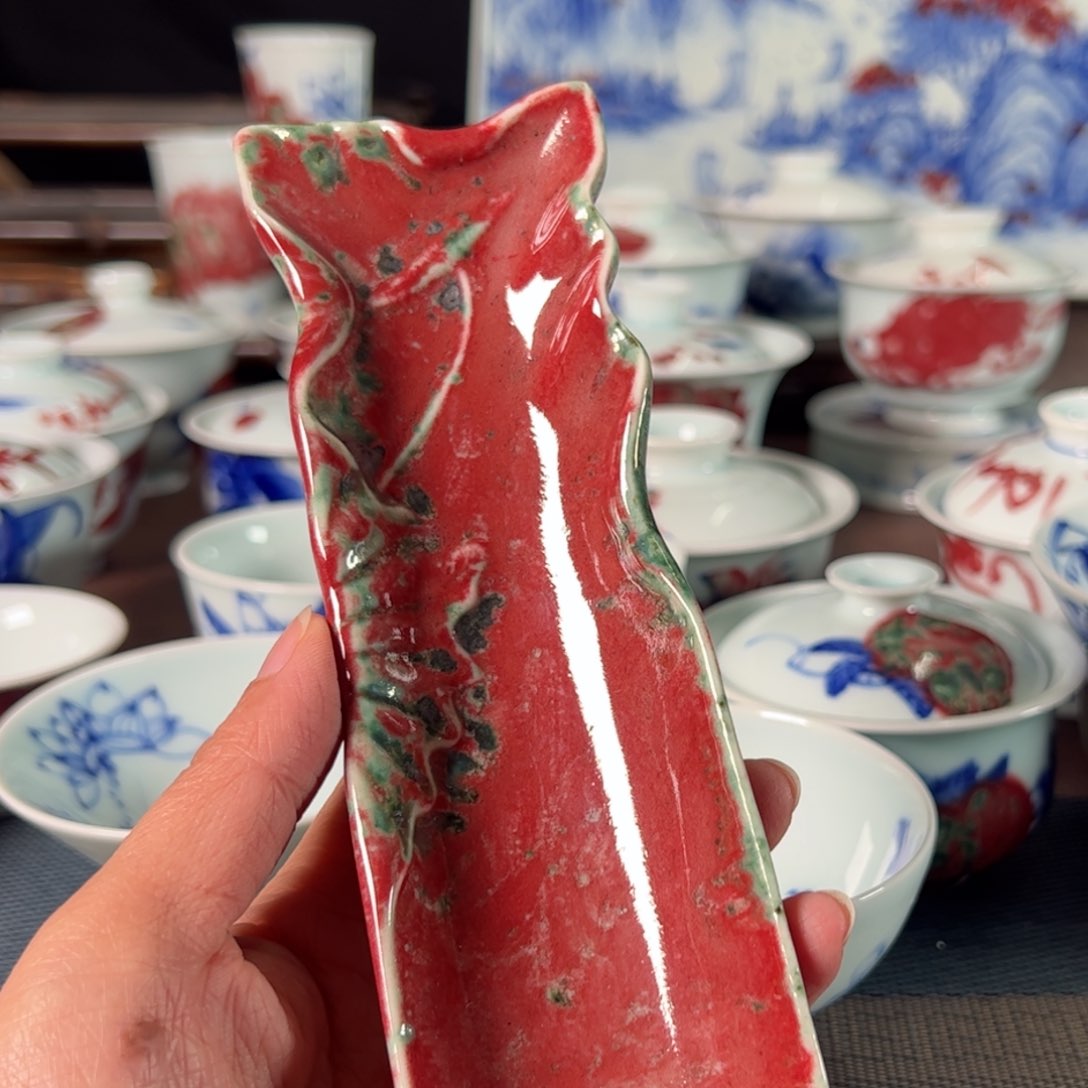 杯原矿青花釉里红瓷器