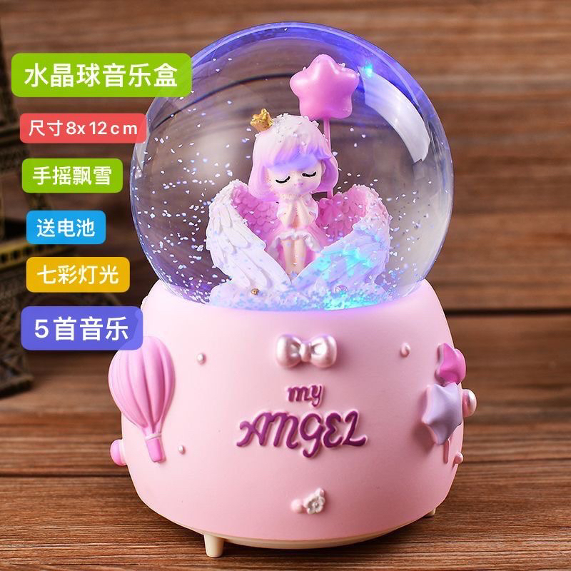 发光音乐盒水晶球礼品小女孩雪花生日礼物送女生儿童跳舞